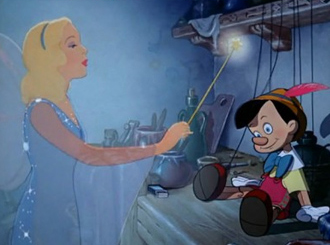 Blue Fairy giving life to Pinocchio
