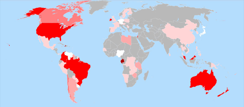 The extent of fluoridated water usage around the world. 